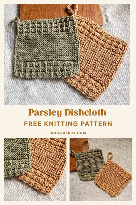 A free easy and beginner friendly dishcloth knitting pattern to spruce up your kitchen with handmade home decor or to knit as a gift! Using less than one skein of worsted cotton yarn, this one is a quick and affordable knitting project. Knit Washcloths, Knitted Dishcloth Patterns Free, Knit Dishcloth Pattern, Knitted Washcloth Patterns, Dishcloth Patterns Free, Modern Knitting Patterns, Knitted Washcloths, Knitting Patterns Free Blanket, Easy Knitting Projects