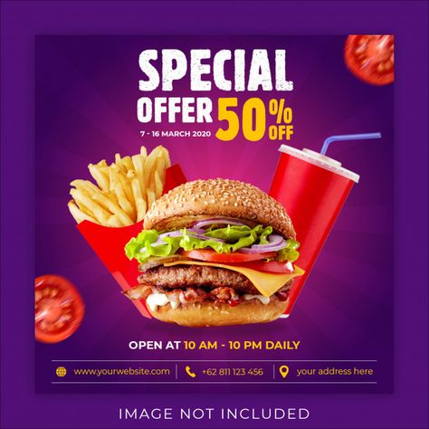 Burger menu promotion social media insta... | Premium Psd #Freepik #psd #banner #food #menu #sale Restaurant Social Media, Food Promotion, Burger Menu, 포트폴리오 레이아웃, Flyers Design, Fast Food Menu, Restaurant Flyer, Food Banner, Food Logo Design