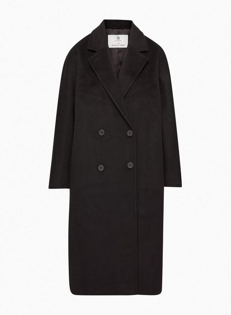 Aritzia Trench Coat, Slouch Coat Aritzia, Aritzia Slouch Coat, Slouch Coat, Realistic Wishlist, Black Suede Coat, Aritzia Coat, Aritzia Style, School Uniform Fashion