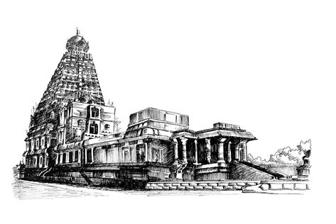 The Tanjore Brihadeeshwar temple (aka Tanjore ‘Big’ temple) in Tanjore, Tamil Nadu (India), which completed its 1000th year in 2010. It’s an exemplary example of Dravidian architecture, built by the Tamil King, Raja Raja Chola I in 1010 AD. It is now a UNESCO World Heritage Site. #sketch #sketchbook #artist #penartist #pigmamicron #penart #pendrawing #penandink #perspectivedrawing #indianarchitecture #indiantemple #southindianarchitecture #templearchitecture #global_sketchers #architecturesketch Thanjai Periya Kovil Drawings, Tanjore Big Temple, Site Sketch, Dravidian Architecture, Brihadeeswarar Temple, Big Temple, Sanchi Stupa, Temple Drawing, Joker Drawings