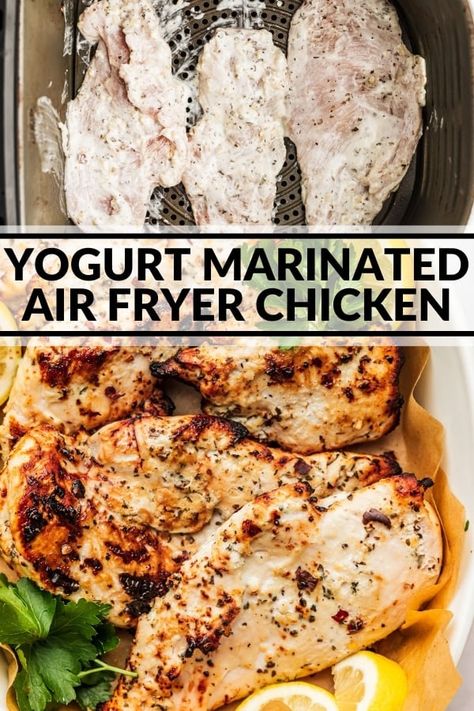 Greek Yogurt Chicken Marinade, Greek Yogurt Chicken Recipes, Mediterranean Chicken Breast, Greek Yogurt Marinated Chicken, Air Fryer Recipes Chicken Breast, Greek Marinated Chicken, Greek Chicken Marinade, Yogurt Marinated Chicken, Greek Yogurt Chicken