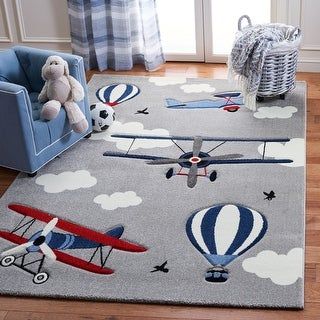 Storybook Animals, Hot Air Balloon Nursery, Airplane Nursery, Kids Area Rugs, Kids Rug, Up To The Sky, Light Grey Rug, Red Area Rug, Boy Room