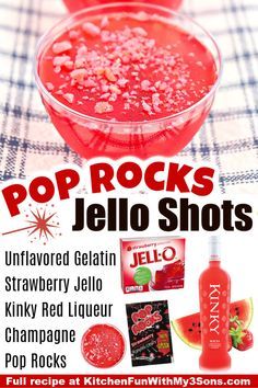 Most Popular Alcohol Shots, Hydrating Alcoholic Drinks, Party Bus Snacks, Alcohol Jello Shots, Strawberry Jello Shots, Shots Alcohol Recipes, Pop Rocks Candy, Halloween Jello, Summer Get Together