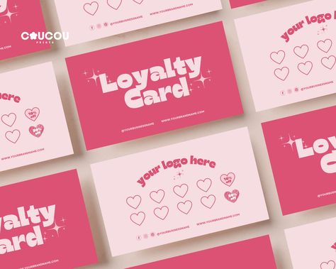 Discount Cards Ideas, Pink Visiting Card, Stamp Cards Loyalty, Esthetician Loyalty Card, Loyalty Business Cards, Cute Loyalty Card, Beauty Loyalty Card Ideas, Rewards Card Design, Cute Business Cards Ideas Creative