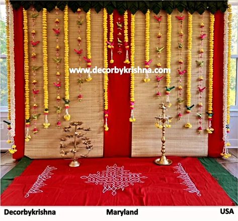 Stepping into our new sanctuary, filled with grace and beauty. House Warming Pooja Decor by Sindhu @raadhe_decors of #maryland branch #usa #housewarming #gruhapravesam #poojaDecor #housewarmingdecor #newhome #newhouse #decorbykrishnamaryland @decorbykrishna is a unit of @pellipoolajada Traditional Decorations using only Natural materials #noplastic #nofloralfoam #nothermocoal #nostyrofoam #ecofriendlywedding #pellikooturu #pellikoduku #mangalasnanam #gruhapravesham #vonifunction #cradle... Gruhapravesam Decoration Ideas Usa, Housewarming Ideas, Pooja Decor, Home Flower Decor, Cradle Ceremony, Beauty House, Ganapati Decoration, Eco Friendly Wedding, Flower Decor