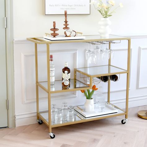 Bar Cart Ideas, Coffee Bar Cart, Mirror Bar, Cloth Frame, Apartment Bar, Wine Cart, Bar Serving Cart, Rolling Bar Cart, College Apartments