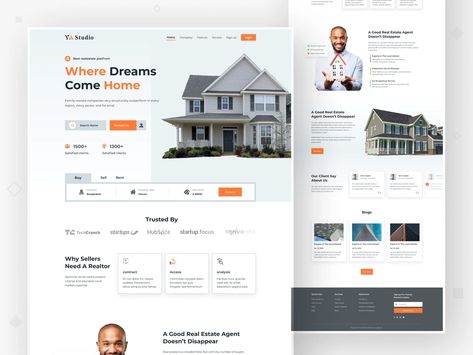 Real estate website template full view by Md Yeasin Arafat 🏅 on Dribbble Real Estate Website Templates, Landing Page Ui, Creative Market Design, Real Estate Website Design, Directory Design, Header Design, Website Template Design, Website Header Design, Website Design Services