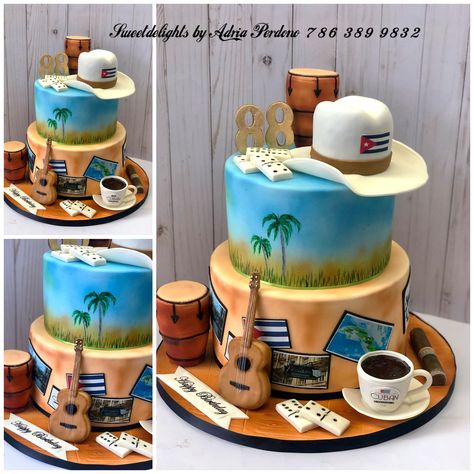 Havana Nights Birthday Cake, Havana Nights Cake Ideas, Puerto Rico Cake Ideas, Puerto Rican Birthday Party Theme, Puerto Rico Birthday Party Ideas, Cuban Cake, Cuban Party Theme, Havana Nights Party Theme, Havana Nights Theme