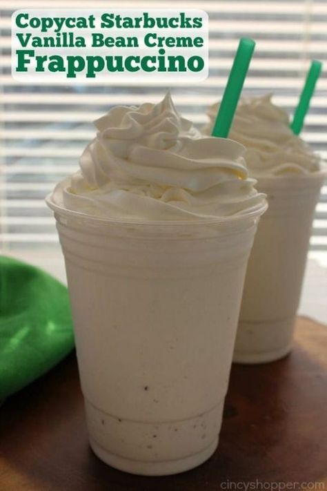 Starbucks Vanilla Bean, Vanilla Bean Frappuccino, Starbucks Vanilla Bean Frappuccino, Starbucks Vanilla, Frappuccino Recipe, Copycat Starbucks, Starbucks Diy, Copycat Starbucks Recipes, Starbucks Drinks Recipes