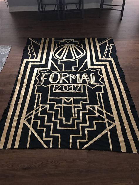 Great Gatsby banner for tridelta formal Roaring 20s Sorority Banner, Great Gatsby Sorority Theme, Sorority Formal Banner, Great Gatsby Formal, Sorority Formal Themes, Frat Banner, Formal Themes, Sorority Paintings, Gatsby Vibes