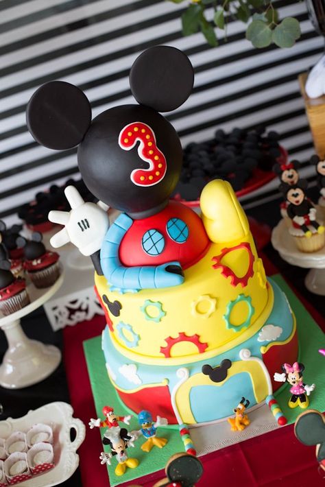 Disney Party Ideas Decorations, Disney Party Ideas, Mickey Birthday Cakes, Mickey Mouse Clubhouse Cake, Mickey Mouse Birthday Theme, Mickey Mouse Birthday Decorations, Disney Parties, Mickey Mouse Birthday Cake, Twodles Birthday