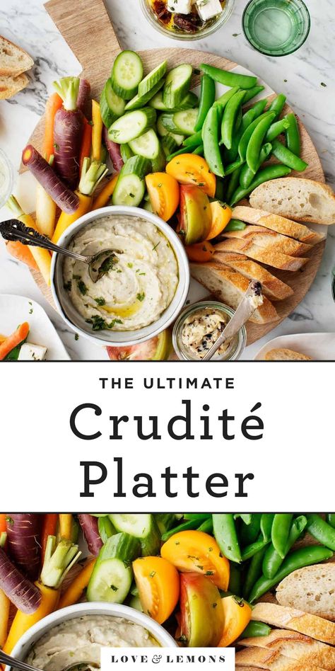 Ultimate Crudité Platter - Recipes by Love and Lemons Vegetarian Entertaining, Winery Picnic, Platter Recipes, Spring Appetizer, Cherry Butter, Marinated Feta, Crudite Platter, White Bean Dip, Raw Cauliflower