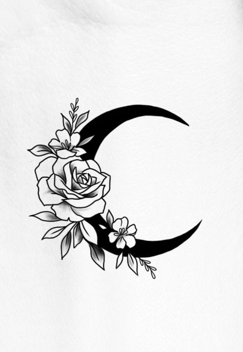 Book Rose Tattoo, Rose Circle Tattoo, Dot Work Moon Tattoo, Moon And Flower Tattoo, Moon Flower Tattoo, Phase Tattoo, Aa Tattoos, Moon Phases Tattoo, Moon Projects