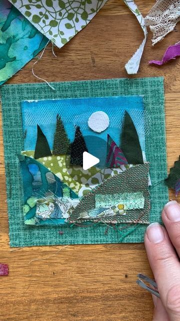 Fabric Collage On Canvas, Fabric Collage Ideas, Ziggy Alberts, Fabric Art Tutorials, Fiber Art Collage, Collage Quilting, Easy Tiramisu, Forest Crafts, City Collage