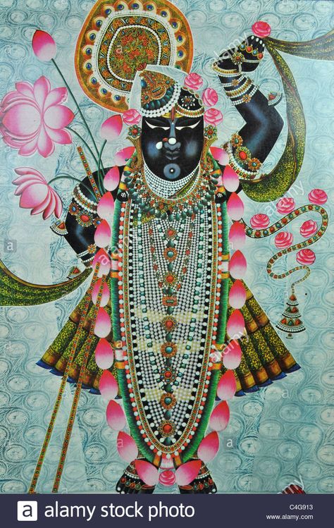 Download this stock image: Painting of Srinathji Swaroop - C4G913 from Alamy's library of millions of high resolution stock photos, illustrations and vectors. Cake Design Inspiration, Sri Radha, Sri Sri, Pichwai Paintings, Art & Craft Paint, Mandala Art Lesson, Tanjore Painting, Lord Krishna Wallpapers, Image Painting