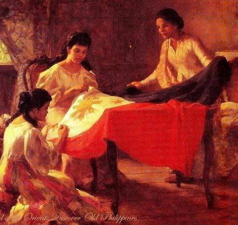 The Making of the Philippine Flag Shell Reference, Philippines Painting, Filipino Tradition, Fernando Amorsolo, Kasaysayan Ng Pilipinas, Pinoy Culture, Philippine Culture, Filipino Flag, Araling Panlipunan