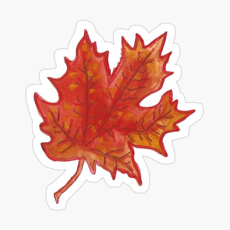 Maple Leaf Sticker, Leaf Sticker, Orange Watercolor, Red Leaves, Maple Leaf Tattoo, Laptop Stickers, Business Ideas, Maple Leaf, Top Artists