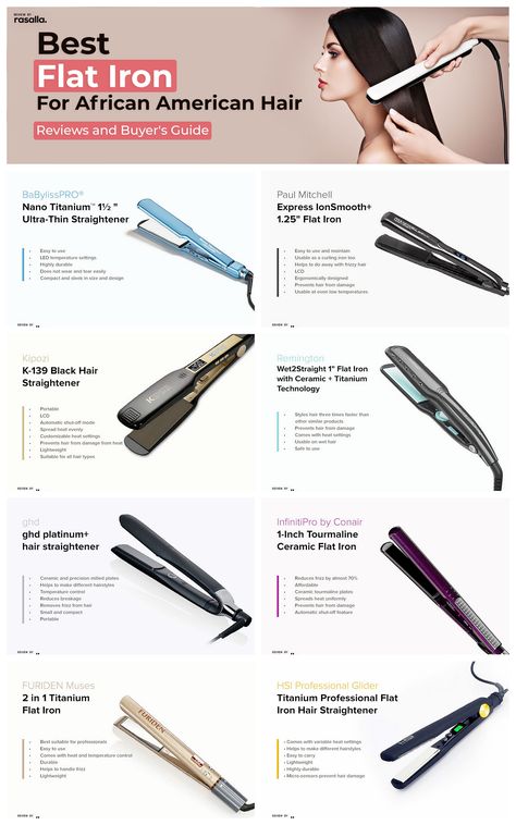 Hair Care Product Review : https://rasalla.com/hair-care/ Here, we will tell you about the best flat iron for African American hair to help you find the best one that does not damage the hair or minimize damage. https://rasalla.com/hair-care/best-flat-iron-for-african-american-hair/ @rasalla #rasalla Good Straightener Flat Irons, Best Flat Iron For Black Women, Best Hair Iron Flats, Flat Iron For Natural Hair, Best Flat Irons For Natural Hair, Good Flat Irons For Black Women, Best Hair Straightening Products, Flat Iron Black Women, Flat Irons For African American Hair