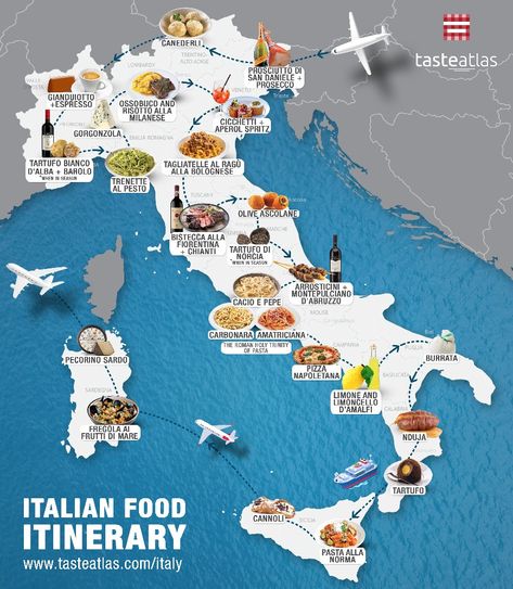 The borders are finally opening so we can travel again! Let's hope this s*** is finally over. Proposal no.1 - an Italy 🇮🇹 food trip! Check out the complete list and map of 1832 regional foods! Italia Map, Risotto Alla Milanese, Map Of Italy, Italy Trip Planning, Food Map, Regional Food, Food Trip, Tour Around The World, Cities In Italy