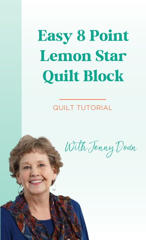 Watch this easy 8 Point Lemon Star Quilt Block Tutorial. Jenny Doan demonstrates how to make a gorgeous eight point star block using Vintage Happy 2 5" Stackers by Lori Holt for Riley Blake. Free Quilt Patterns Printables, Missouri Quilt Company, Missouri Quilt Tutorials, Butterfly Quilt Pattern, Missouri Star Quilt Company Tutorials, Missouri Star Quilt Tutorials, Missouri Quilt, Charm Square Quilt, Panel Quilt Patterns