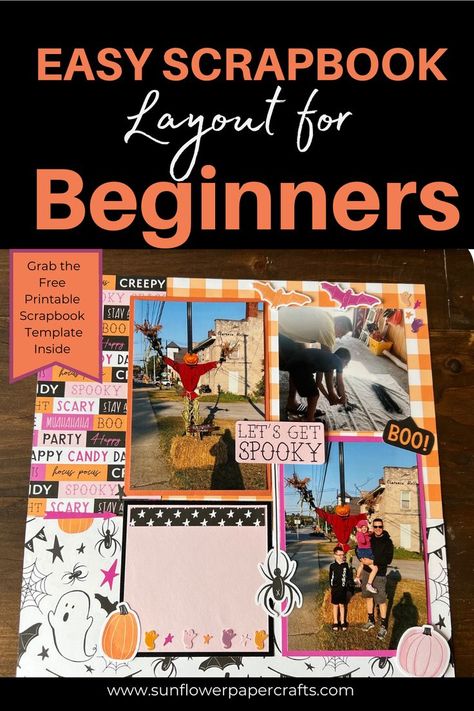 How To Scrapbook For Beginners Step By Step, Scrapbook Templates Layout Simple, Simple Photo Scrapbook Ideas, Scrapbooking Ideas For Beginners, Easy Scrapbook Page Layouts, Beginner Scrapbooking Layout, How To Scrapbook For Beginners Layout, Vintage Scrapbook Pages Ideas, Scrap Booking Ideas Layouts Simple