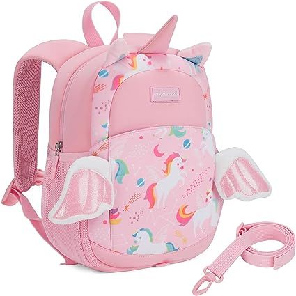 Meet Your Child's Needs - 8.6"L x 3.9"W x 11"H, with open front pocket and 2 side pockets for quick access to snacks and water bottle Features - With adjustable padded shoulder straps, and an inside name tag, a great companion to accompany and comfort kids High-Quality - Made of durable Neoprene, soft, and lightweight, equipping smooth zipper, the preschool backpack After-sales Service - Supports 12-month warranty. Toddler Leash, Backpacks Pink, Preschool Backpack, Kindergarten Backpack, Unicorn Backpack, Mini Mochila, Unicorn Kids, Toddler Backpack, Kids Backpack