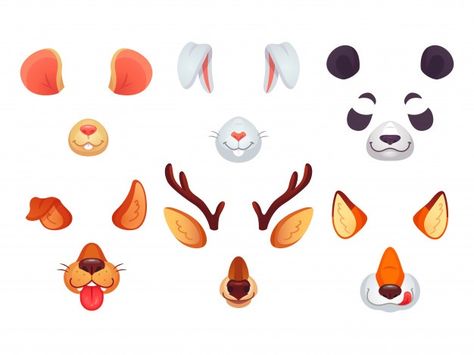 Animales divertidos de orejas, lengua y ... | Premium Vector #Freepik #vector #icono #plantilla #perro #telefono Ear Images, Verbs For Kids, Phone Mask, Mouse Deer, Mi Logo, Deer Mask, Cat Nose, Brown Dog, Shape Art