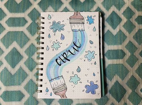 Rain Bullet Journal Theme, Blue Bullet Journal Theme, Rain Bullet Journal, April Journal Ideas, April Spread, April Bullet Journal, Blue Journal, Journal 2024, Paint Splats