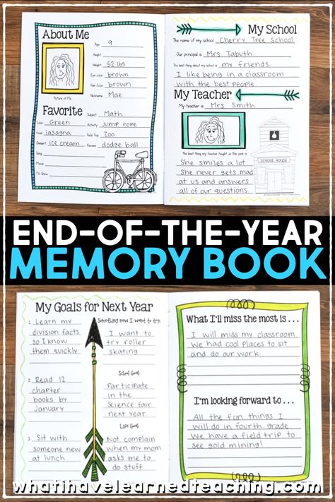 This end-of-the-year memory book is perfect for 2nd, 3rd, and 4th grades and helps them reflect on their school year while keeping students busy during those last few days of school! Give students a fond memory of the year and help them create a keepsake that will last. #endoftheyear #elementarymemorybook #secondgradememorybook #thirdgradememorybook #fourthgradememorybook Last Day Of School Activities, Childcare Resources, Eoy Activities, End Of Year Activities, What I Have Learned, End Of School Year, School Memories, End Of School, Last Day Of School