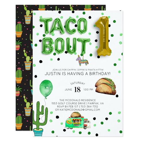 Taco Bout One First Birthday Invitation #birthdayinvitations #birthday #1stbirthdayinvitations #quinceanerainvitations #birthdayinvitationstemplate #birthdayinvitationcard #disneybirthdayinvitations #zazzle #zazzleinvitation Third Birthday Invitations, 2nd Birthday Party For Boys, Boys First Birthday Party Ideas, Boys 1st Birthday Party Ideas, Baby Boy 1st Birthday Party, Second Birthday Ideas, 1st Birthday Themes, Birthday Themes For Boys, 2nd Birthday Party Themes