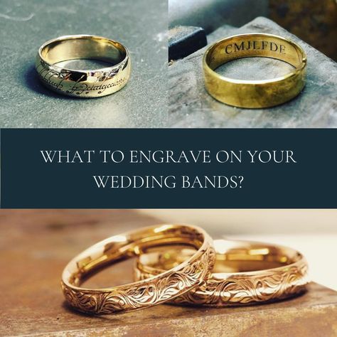 Looking for a way to inject some personality into your wedding bands? 💍 Here are 10 different ideas that will add that unique personalised touch to your wedding rings 🎉 #weddingrings #weddingbands #engravingideas #hattongarden #customrings #customjewellery #personalisedjewellery #ringengraving #ringengravingideas Wedding Ring Engrave, Wedding Band Engraving Ideas For Him, Ring Engraving Ideas Quotes, Wedding Ring Engraving Quotes, Wedding Band Engraving Quotes, Engraving Ideas Quotes, Wedding Ring Engraving Ideas, Wedding Ring Inscriptions, Ring Engraving Ideas