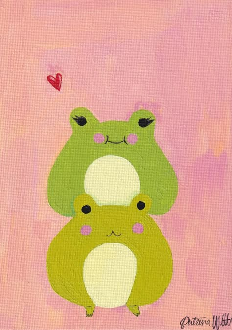 Original Painting Acrylic Paint Birthday Sale starts Oct 30 - Nov 5th! Get 20% off your order! Easy Frog Paintings On Canvas, Yarn Painting Ideas, Cute Frog Painting Easy, Simple Frog Painting, Silly Painting Ideas, Easy Frog Painting, Frog Painting Easy, Frog Canvas Painting, Frog Painting Ideas