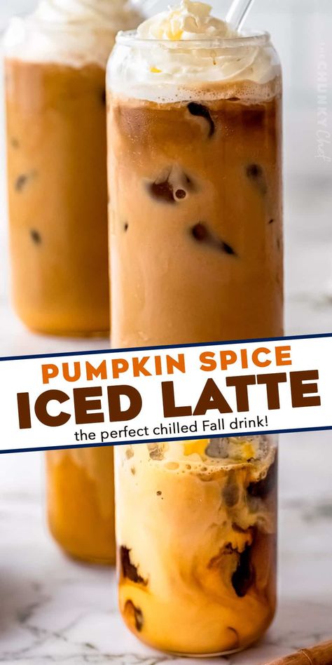 Iced Pumpkin Spice Latte Starbucks, Pumpkin Spice Iced Latte, Pumpkin Spice Latte Starbucks, Homemade Pumpkin Spice Syrup, Iced Pumpkin Spice Latte, Iced Lattes, Starbucks Pumpkin Spice Latte, Pumpkin Spiced Latte Recipe, Homemade Pumpkin Spice