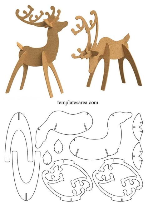 DIY Cardboard Deer Puzzle – Printable 3D Template for Crafting Cardboard Deer Template, Xmas Cardboard Crafts, 3d Deer Template, Paper Patterns Printable, Wood Deer Diy, Cardboard Reindeer Template, Reindeer Paper Craft, Reindeer Cutout Template, Reindeer Printable Templates