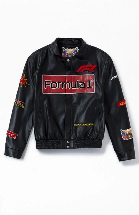 PacSun exclusive!.Introducing the Jeff Hamilton x Formula 1 x PacSun Full Leather Racing Jacket, a masterpiece of style and craftsmanship. Made from premium leather, this moto jacket features Formula 1 x PacSun chenille embroidery throughout, adding a touch of sporty flair to its timeless design. With a hidden button front closure and convenient side hand pockets, it exudes casual coolness for your everyday streetwear style. Each leather jacket is individually signed by Jeff Hamilton, adding a personal iconic touch..Full leather exterior.Lined.Long sleeves.Standard collar.Hidden button front closure.Elasticized hem.Side hand pockets.Interior pocket.Jeff Hamilton interior woven label.Silver snap-button wrist cuffs.Formula 1 x PacSun chenille embroidery.100% premium leather.Spot clean.Each j Racing Jacket Outfit, Leather Racing Jacket, Everyday Streetwear, Jeff Hamilton, Chenille Embroidery, Racing Jacket, Streetwear Aesthetic, Streetwear Style, Pant Shirt