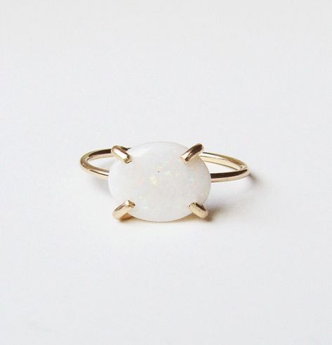 White Opal Oval 14k Gold Filled Stacking Ring by friedasophie on Etsy Opal Gold Ring, Bezel Set Ring, Opal Ring Gold, Woman's Fashion, Etsy Gold Ring, Wedding Bridal Jewellery, Handcrafted Rings, Opal Necklace, Boulder Opal