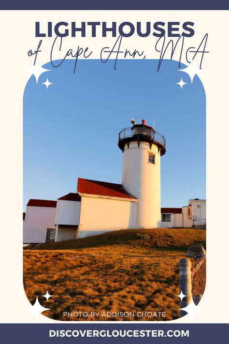 Explore lighthouses in Cape Ann, Massachusetts with sights in Gloucester and Rockport in our guide. Cape Ann Massachusetts, Lighthouse Photos, Cape Ann, Light Houses, Hotel Motel, Gloucester, Whale Watching, Iconic Landmarks, Historical Sites