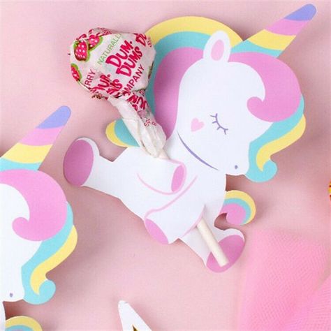 Unicorn Lollipop, Baby Shower Lollipops, Lollipop Decorations, Party Decorations Kids, Kids Favors, Unicorn Card, Cheap Party, Unicorn Party Decorations, Birthday Candy