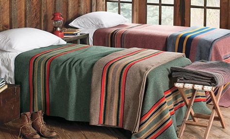 From canoes to tents to playing cards, this stuff was built to last Pendleton Bedroom, Pendleton Wool Blanket, Boys Bedroom Makeover, Vintage Wool Blanket, Striped Throw Blanket, Building Business, Pendleton Blanket, Wool Throw Blanket, Southwestern Decorating