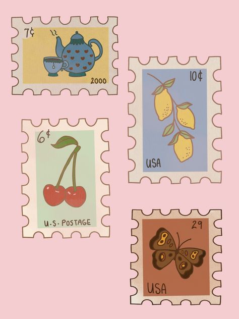 Postage Stamp Painting, Postal Stamp Art, Digital Scrapbooking Stickers, Collage Clip Art, Aesthetic Pics For Collage, Cool Graphic Design Ideas, Collage Pieces Png, Scrapbook Png Stickers, Things To Put Stickers On