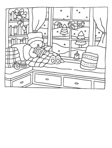 Cute Coloring Pages Aesthetic Christmas, Christmas Coloring Pages Bobbie Goods, Christmas Bobbie Goods Coloring Pages, Cute And Cozy Coloring Pages, Bobby Coloring Pages, Bobbie Goods Colouring Pages, Cute Cozy Coloring Pages, Coloring Pages Cozy, Coloring Bobbie Goods