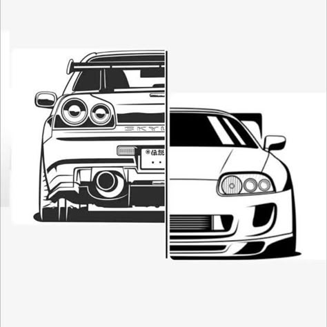 Fast And Furious Black And White, Fast N Furious Tattoos, Jdm Car Tattoo Ideas, Fast And Furious Cars Drawing, Fast And Furious Drawings, Fast And Furious Painting, Fast And Furious Tattoo Ideas, Fast And Furious Art, Fast And Furious Tattoo