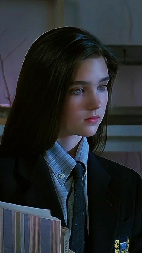 Jennifer Conely, Jennifer Connelly Young, Women Wearing Ties, Retro Makeup, Beautiful Haircuts, Straight Blonde Hair, Long Gray Hair, Girl Thinking, Brooke Shields