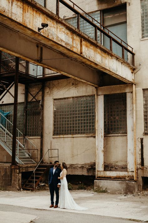 Industrial Wedding Photoshoot, Industrial Wedding Photography, Industrial Wedding Dress, Industrial Photoshoot, Industrial Wedding Photos, Grunge Wedding, Urban Wedding Photography, Industrial Chic Wedding, City Shoot