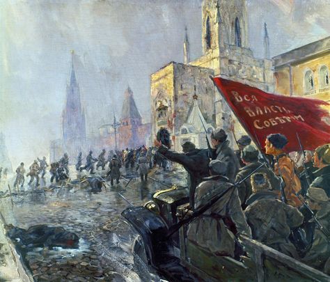 1917 October Revolution - Bolshevik revolutionaries storm the Moscow Kremlin. February Revolution, Russian Revolution 1917, Bolshevik Revolution, Revolution Art, Communist Propaganda, Russian Revolution, Socialist Realism, Soviet Art, Russian History