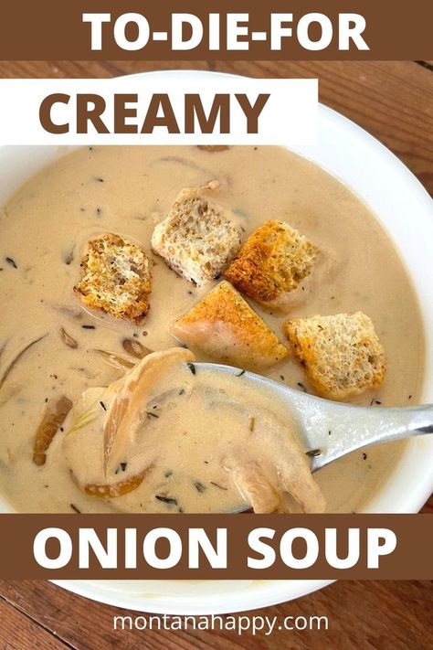 Creamy Onion Soup Recipe in White Bowl Creamy Onion Soup, Cream Of Onion, Cream Of Onion Soup, Soup Fall, Soup Maker Recipes, Creamy Soup Recipes, Cream Soup Recipes, French Onion Soup Recipe, Onion Soup Recipes