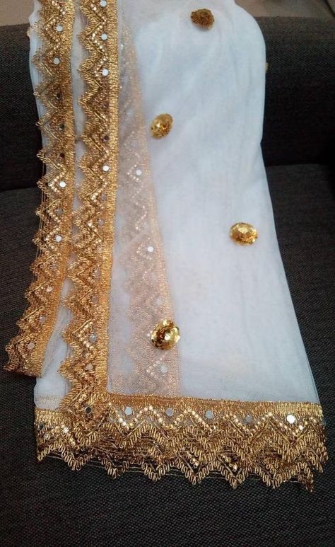 Sari Gown, Indian Shawl, Mirror Work Dress, White Dupatta, Designer Dupatta, Embroidery Suits Punjabi, Golden Border, Suits Punjabi, Dhoti Pants