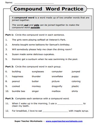 Compound Word Worksheets Collective And Compound Nouns Worksheet, Compound Words Worksheets 2nd Grade, Compound Adjectives, Compound Nouns, Compound Words Worksheets, Compound Words Activities, Tenses English, Abstract Nouns, Letter Worksheets For Preschool