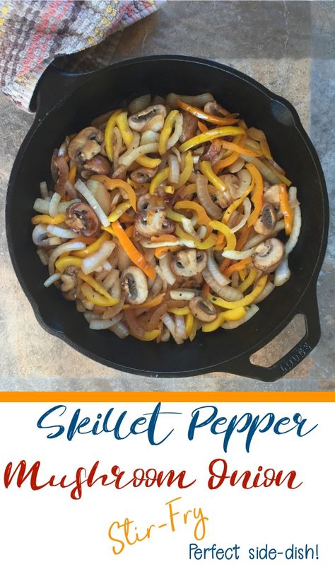 Skillet Pepper-Mushroom-Onion Stir-Fry is a quick, easy side dish. Or, eat it over rice for a healthy vegetarian main. #sidedish #healthyeating #flippedoutfood #stirfry #peppers #mushrooms #onions #recipe #vegetarian #vegan via @FlippedOutFood Recipe Side Dishes, Healthyish Recipes, Gluten Free Recipes Side Dishes, Easy Stuffed Peppers, Lifestyle Advice, Vegetable Appetizers, Steak Side Dishes, Gluten Free Sides Dishes, Weekend Cooking