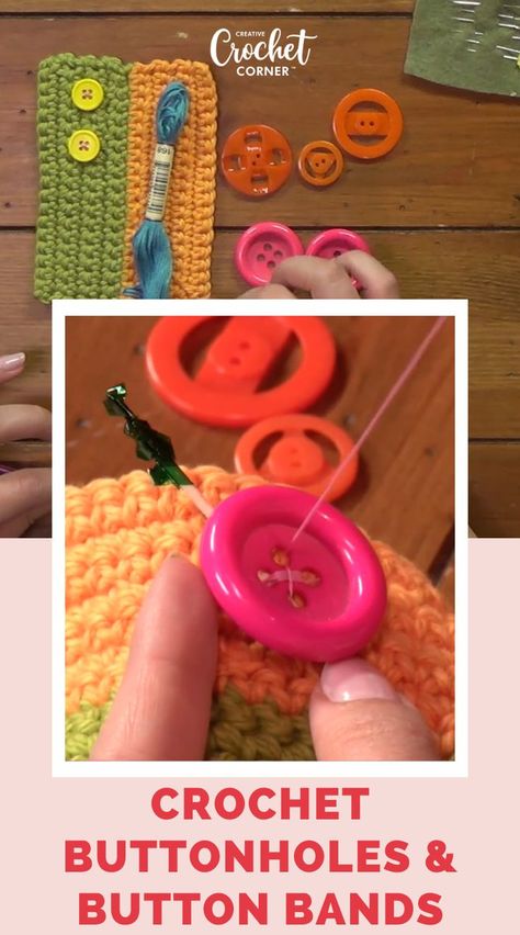 Crochet designer Linda Permann shares three different methods for making buttonholes, then walks you through the process of designing and spacing your buttonholes on a button band. With Linda’s simple formulas and step-by-step guidance, you’ll see how easily you can create professional-looking cardigans, button-up vests and more! How To Add Buttons To Crochet, Join Crochet Pieces, Crochet Pieces Together, Knitting Circle, Crochet Tips And Tricks, Poncho Patterns, Knit Items, Crochet Pieces, Crochet Knit Stitches